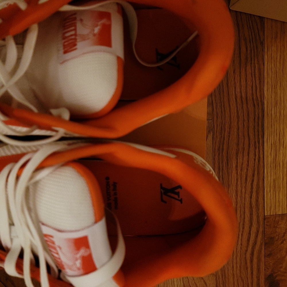 Authentic ORANGE Louis Vuitton Sneakers, Size:12 - Picture 3 of 4